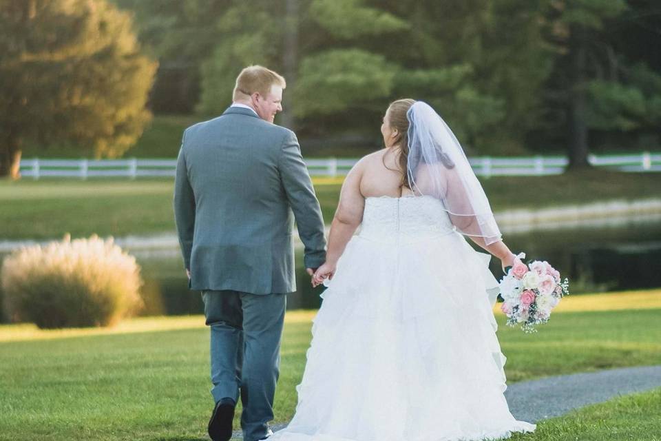 Newlyweds walking