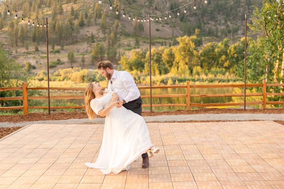 Dance floor overlooking river