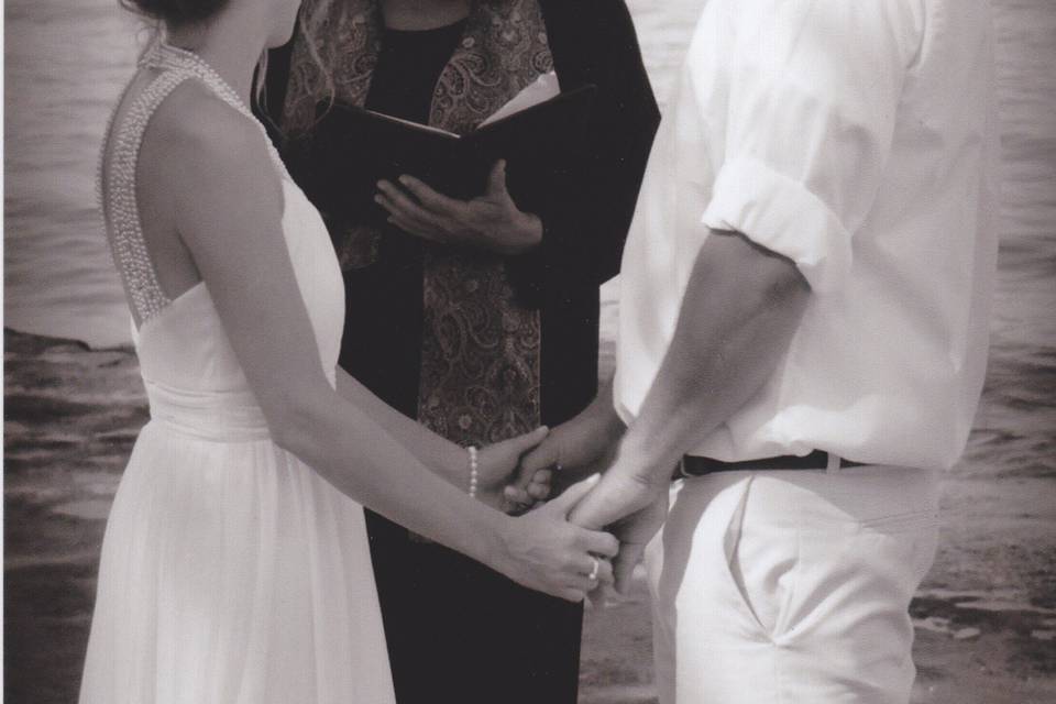 Private ceremony on the beach.