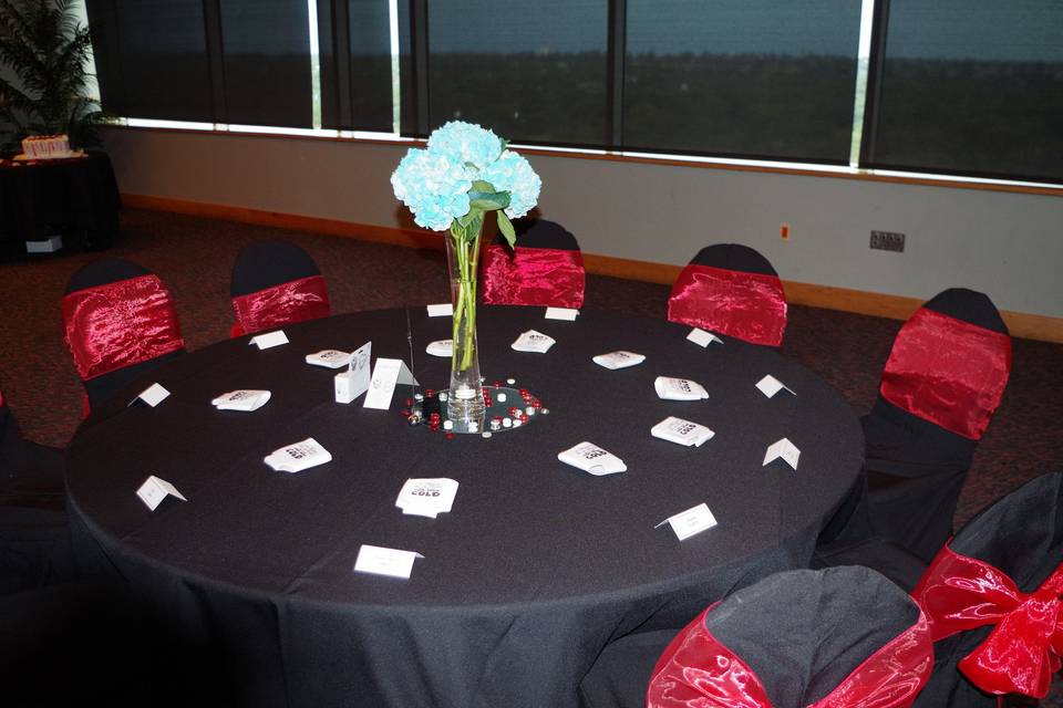 Table setup with centerpiece