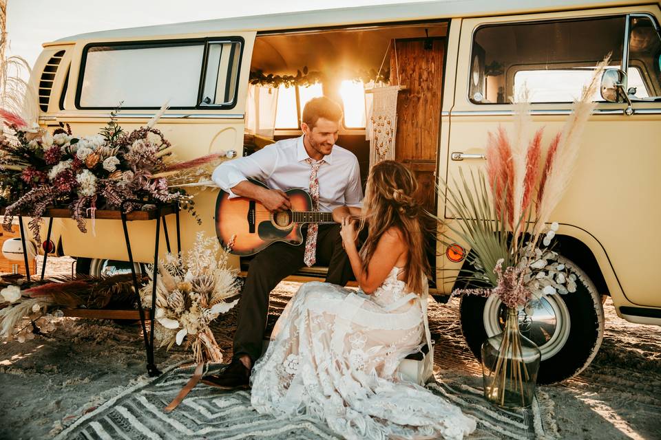 Boho styled bridal hair