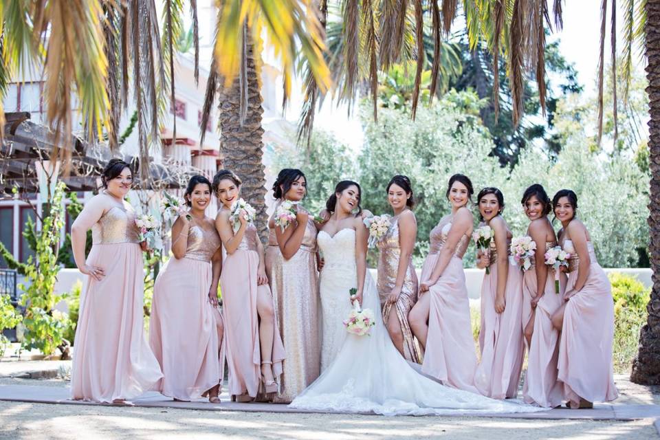 Wedding party in dresses