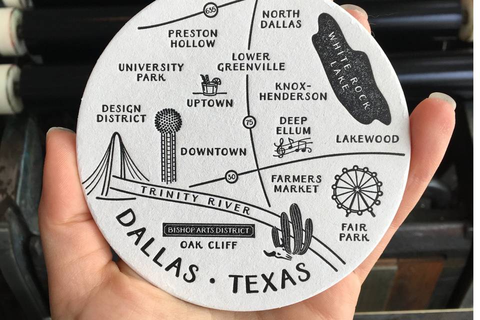 Dallas map coaster