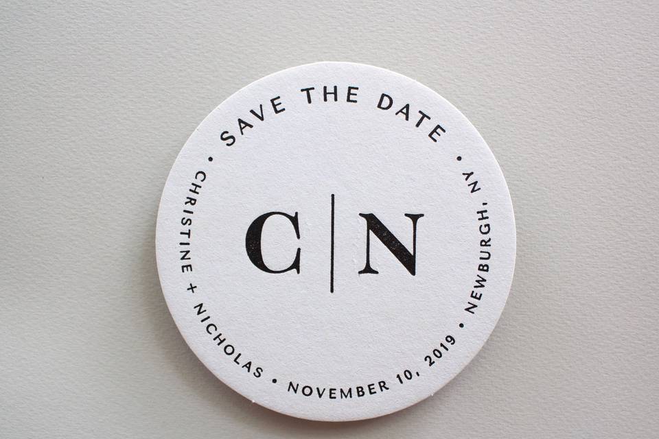 Save the date coaster