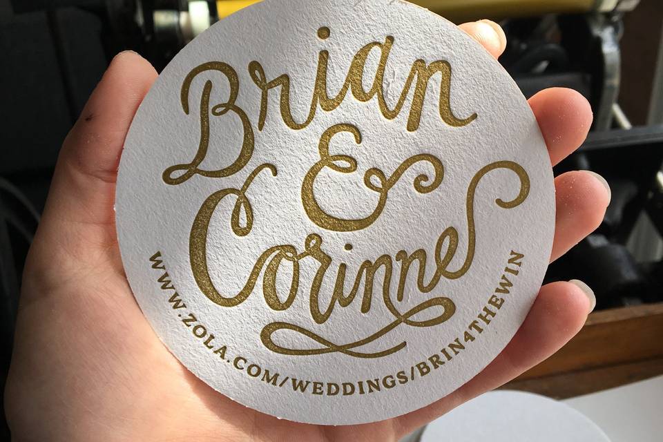 Letterpress gold coaster