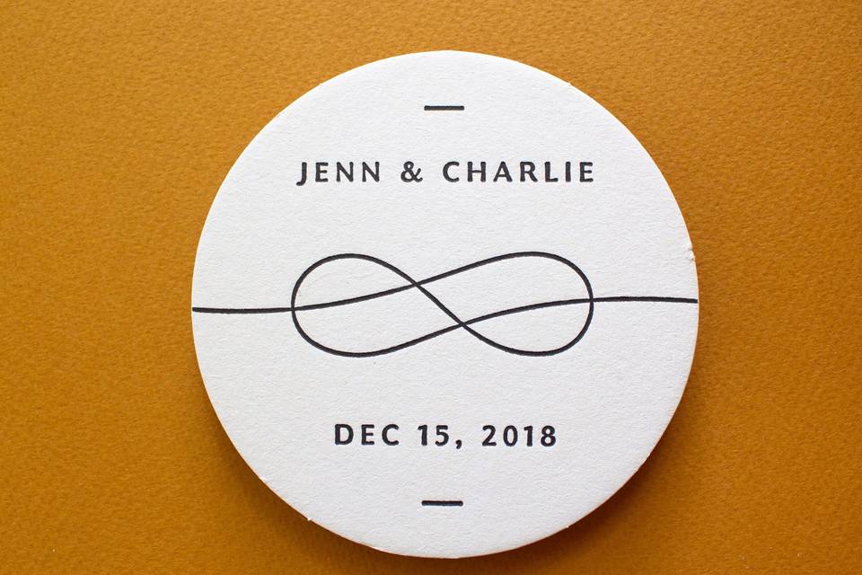 Letterpress knot coaster