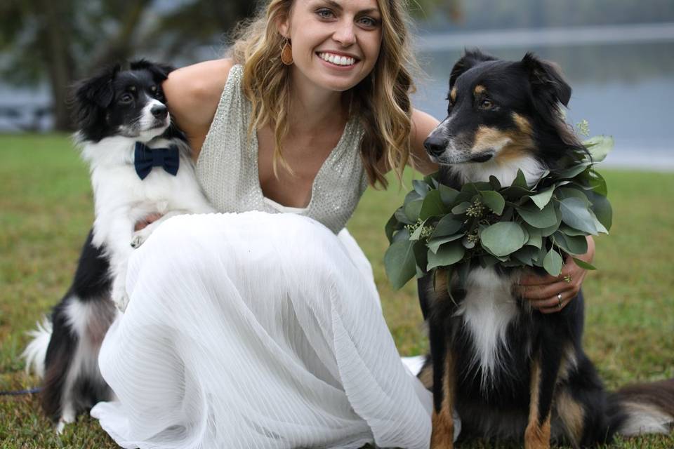 Bridal portait with fur babies