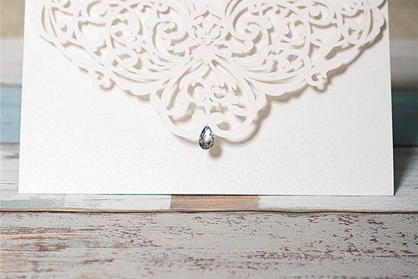 Elegant White Diamond Laser Cut Invitation