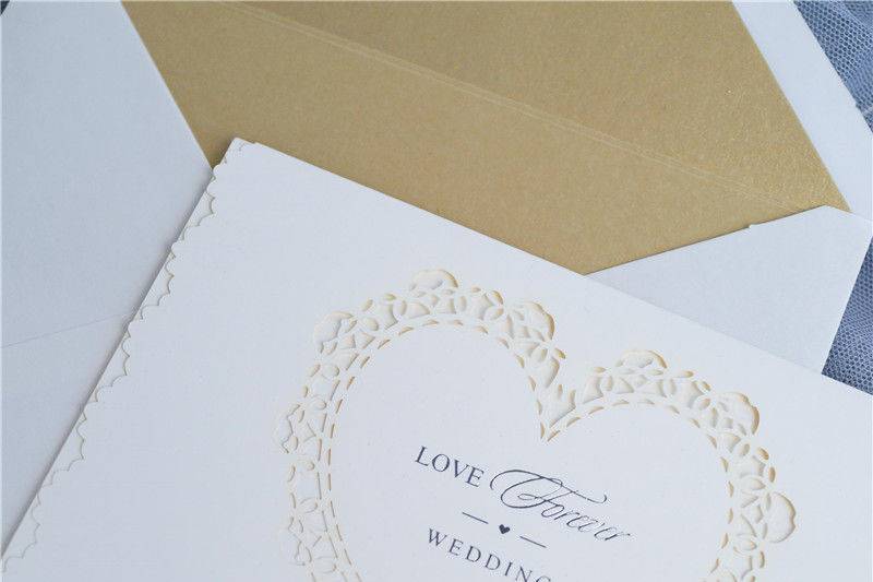 Cute Heart Shape Laser Cut Wedding Invitation