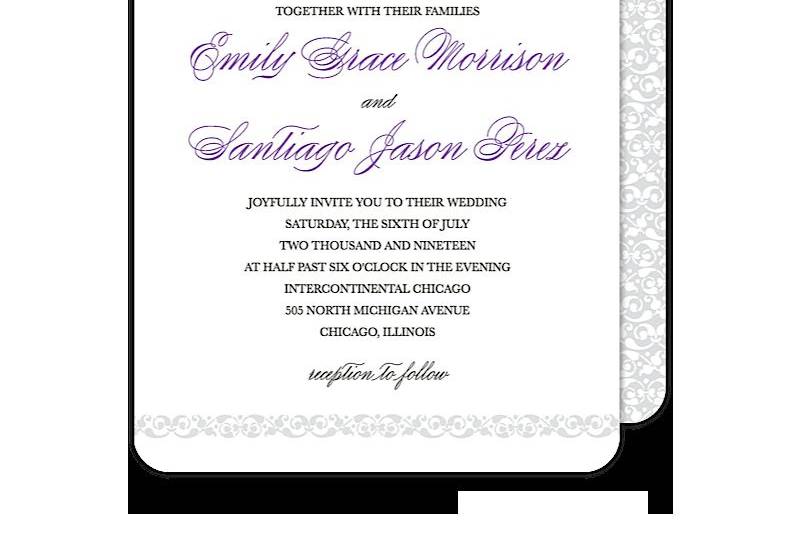 Damask Monogram Wedding Invitation