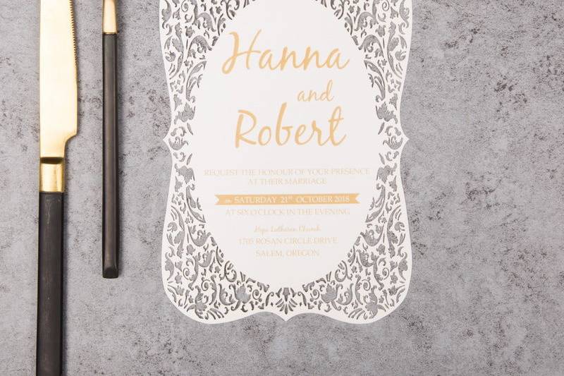 Fancy Shape Flat Laser Cut Wedding Invitation