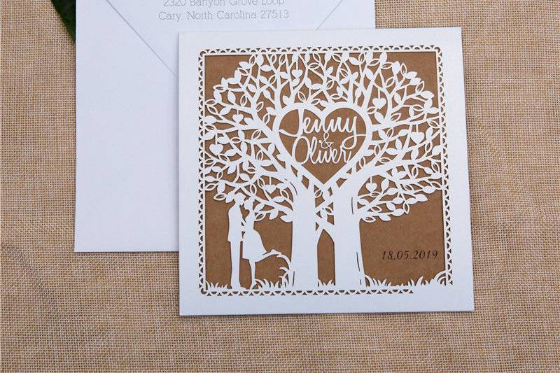 Fairy Tale Laser Cut Tree Wedding Invitation Card