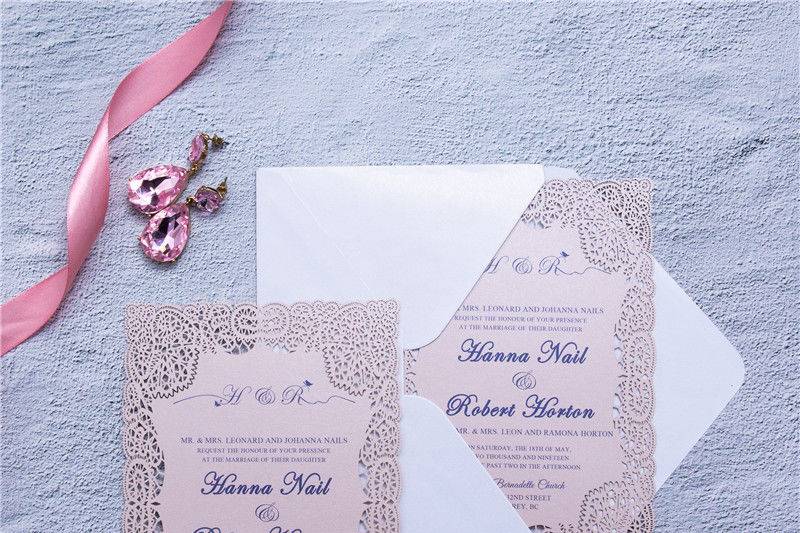 Lace Flat Laser Cut Wedding Invitation