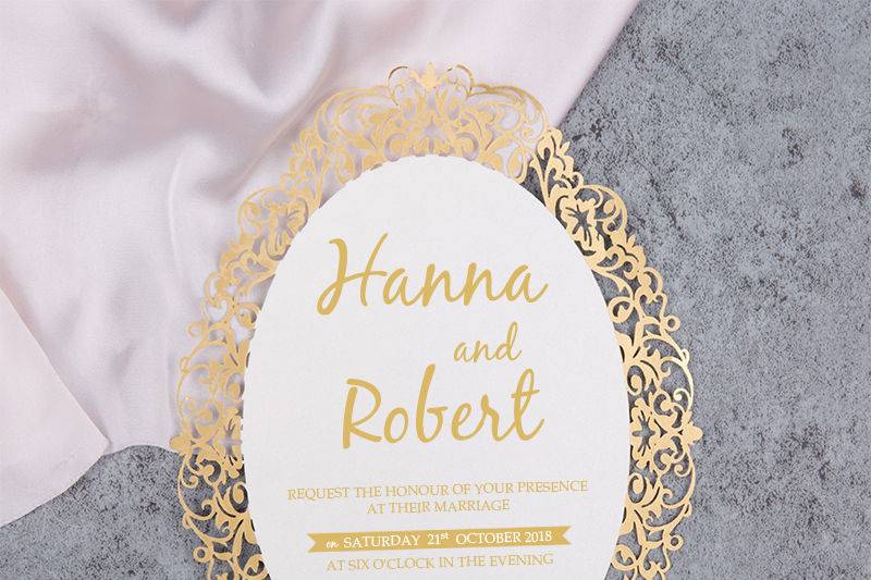 Gold Mirror Shape Foil Flat Laser Cut Wedding Invitation