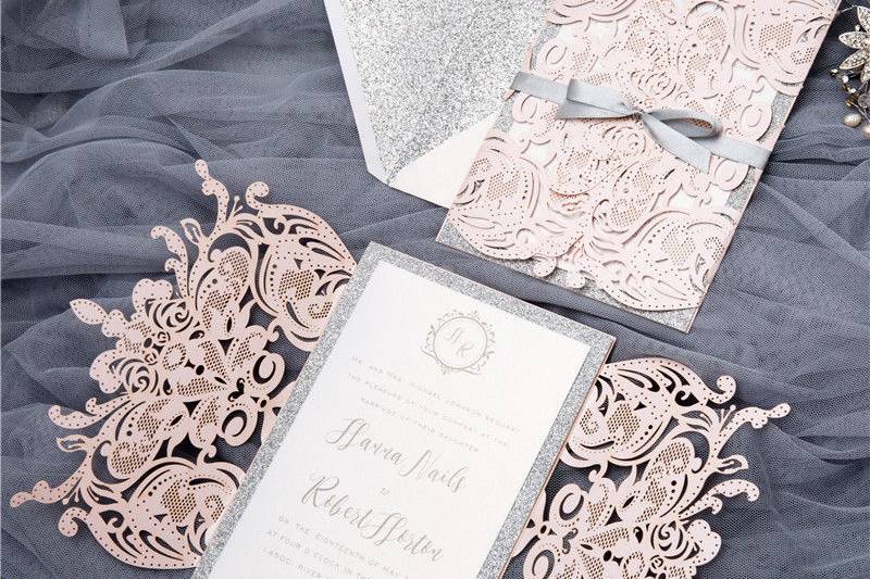 Intricate Flourish Laser Cut Wedding Invitation Card