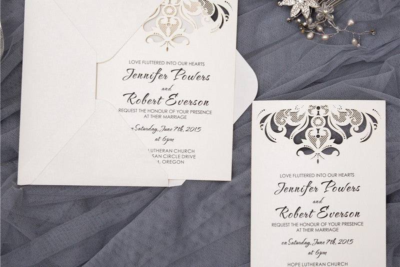 Metallic Gold Pocket Wedding Invitation