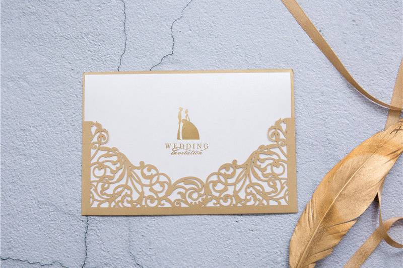Modern Elegant Metallic Brown Unique Wedding Invitation Card