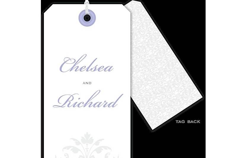 Ornate Scroll Stringed Wedding Hanging Gift Tag