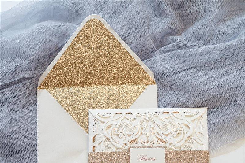 Pearl White Laser Cut Wedding Invitation