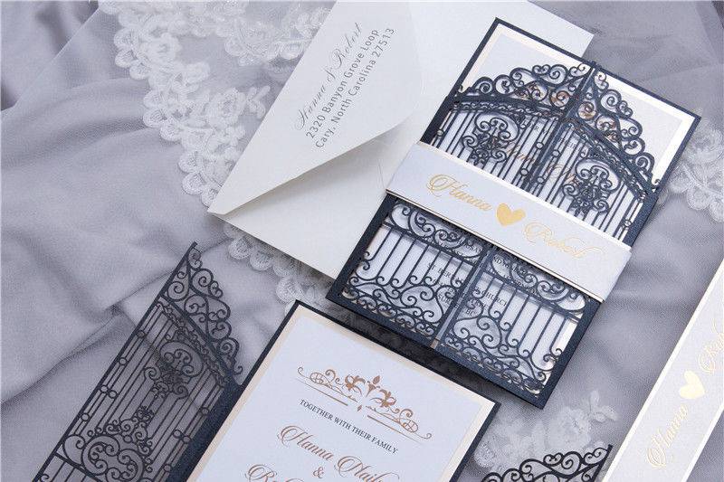 Retro Iron Gate Laser Cut Wedding Invitation