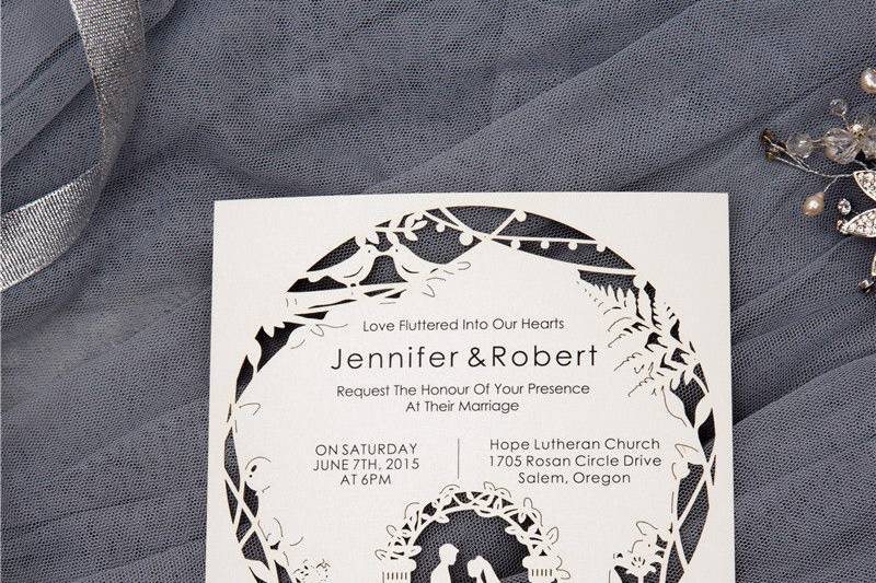 Romantic Bride And Groom Laser Cut Invitation