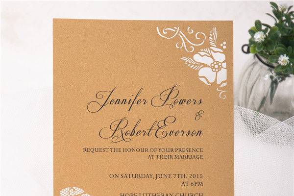 Romantic Peony Laser Cut Wedding Invitation