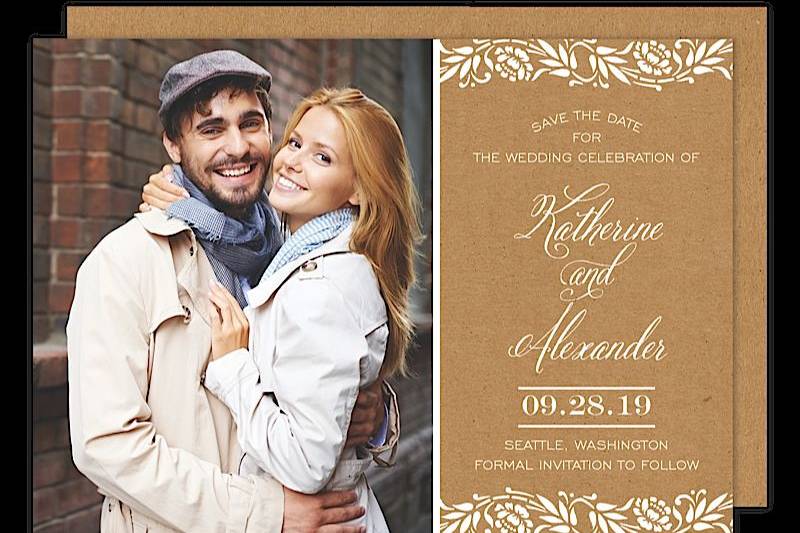 Rose Branches Wedding Save The Date Card