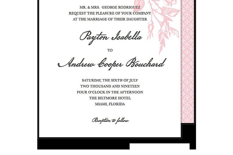 Vintage Falling Roses Wedding Invitation