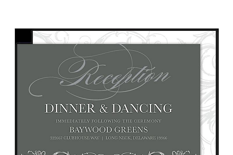 Vintage Scrollwork Wedding Reception Card