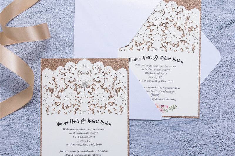 Vintage Lace Inspired Laser Cut Wedding Invitation