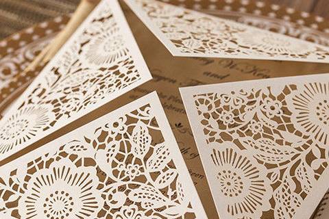 White Floral Laser Cut Wedding Invitation