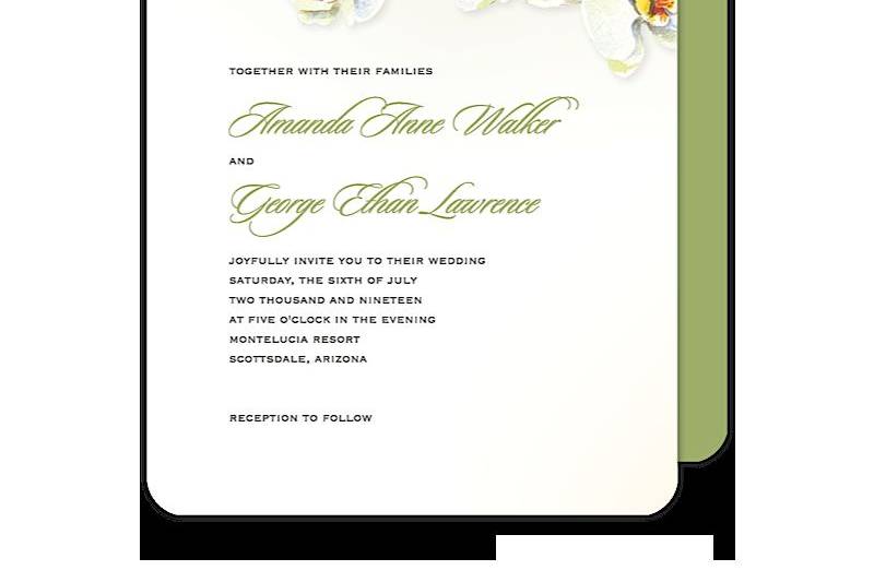 Watercolor Orchids Wedding Invitation