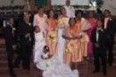 The couple with the bridesmaids and groomsmen