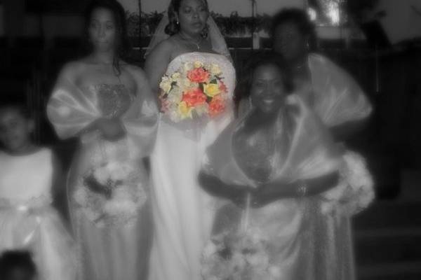 The bride with her bridesmaids