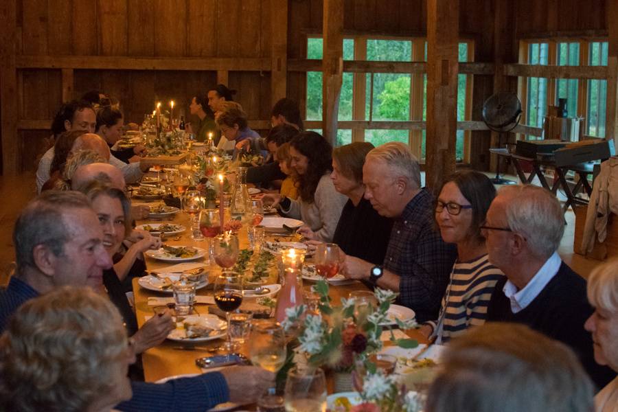 Seated dinner in the barn