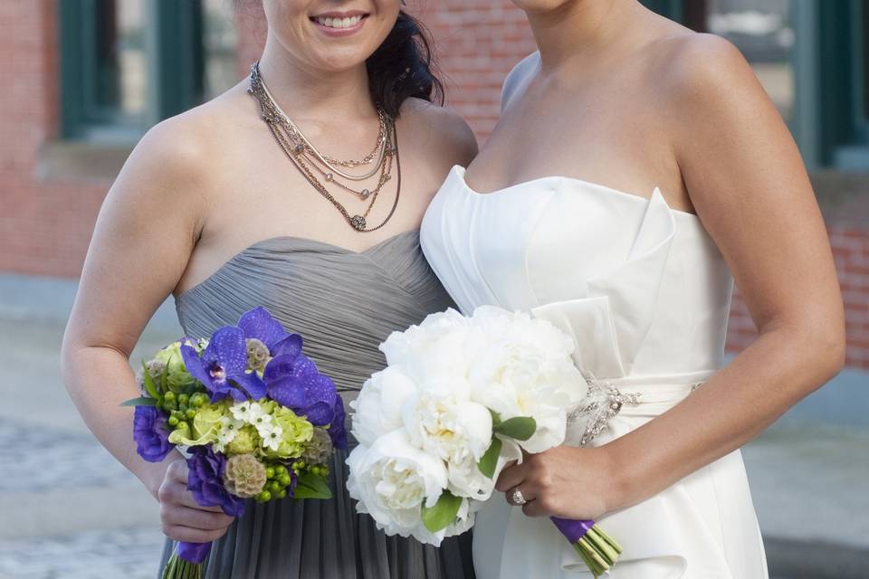 Bride and bridesmaid