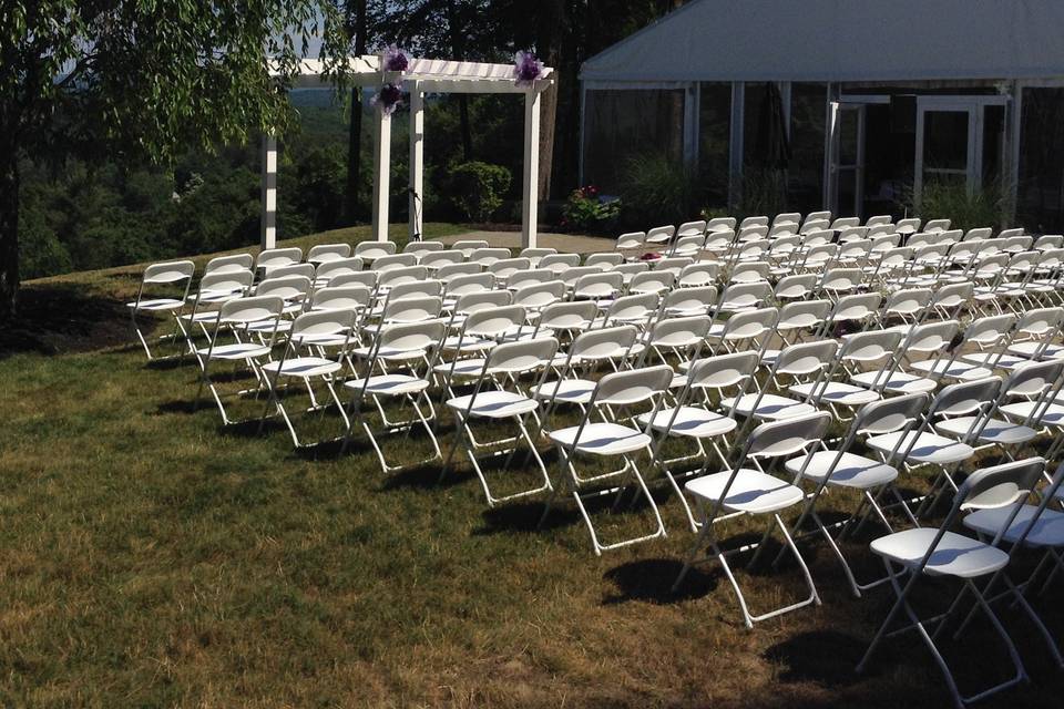 Sound amplification for an outdoor wedding ceremony at the AlexLee House.