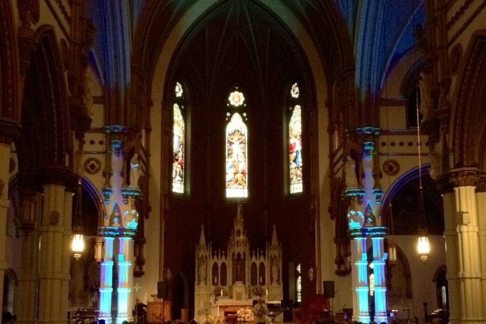 Uplighting of a Cathedral for a Concert