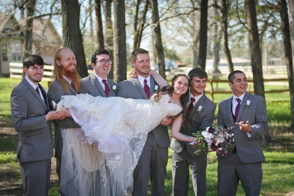 Bride with groomsmen