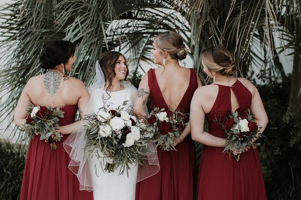 Bride and bridesmaids