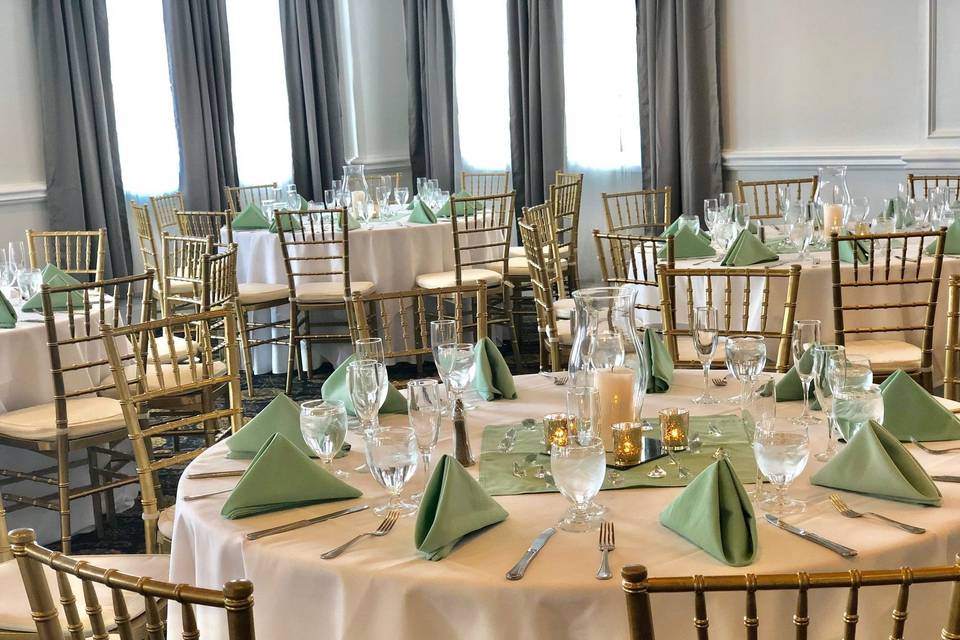 Green table napkins