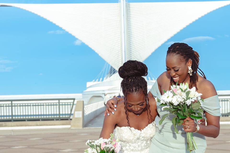 Coast venue bride and bridesma