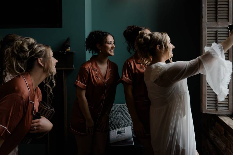 Pajamas with bridesmaids