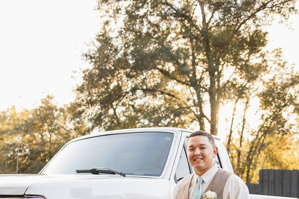 Groom with his truck