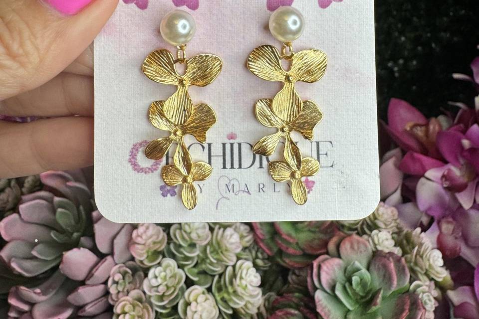 Orchid cascading earrings