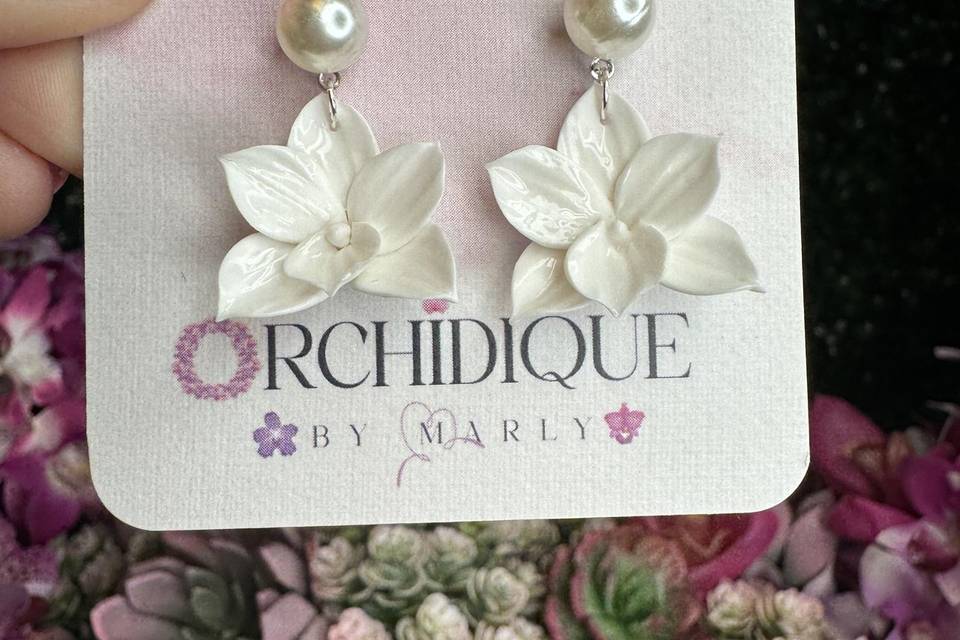 Cattleya orchid earrings