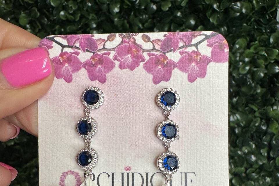 Saphire crystal orchid earring