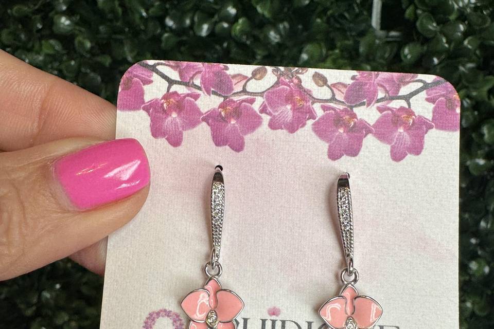 S925 orchid earring dangle
