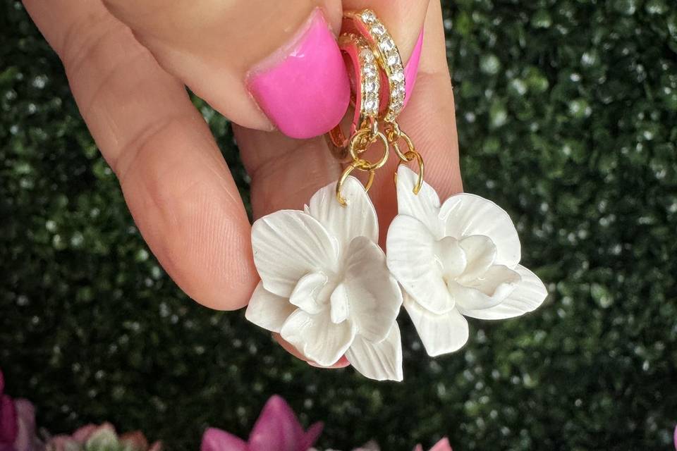 Orchid cattleya earrings