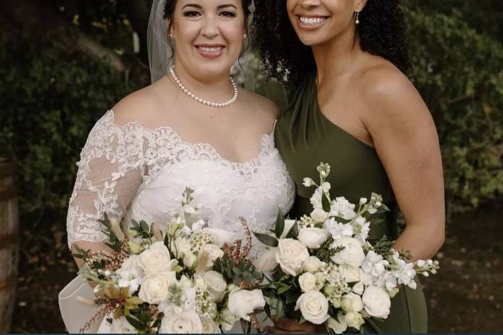 Beautiful bride and bridesmaid
